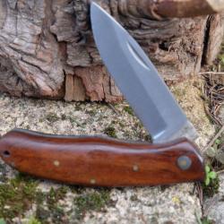 Couteau de Grand Père Le Discret Lame Acier Inox Manche Bois Fabric Artisanale Slip Joint 001