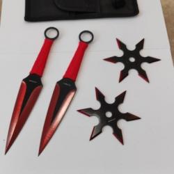 SET 2 GRANDS KUNAI ET ETOILES EN ETUI