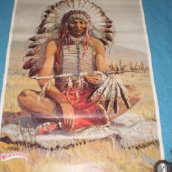 Lithographie d'origine WINCHESTER accompagnant la carabine "SIOUX" 1976 ! Collection !