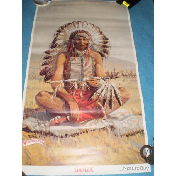 Lithographie d'origine WINCHESTER accompagnant la carabine "SIOUX" 1976 ! Collection !