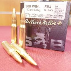 Boite de 50 cartouches de 308 Win 147gr FMJ SELLIER & BELLOT