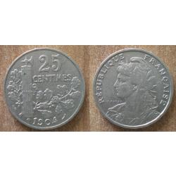 France 25 Centimes 1904 Patay Piece  Francs Franc Centime Centimes