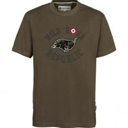 Tee-shirt Percussion Wild Boar Republic sanglier courant - Kaki - L