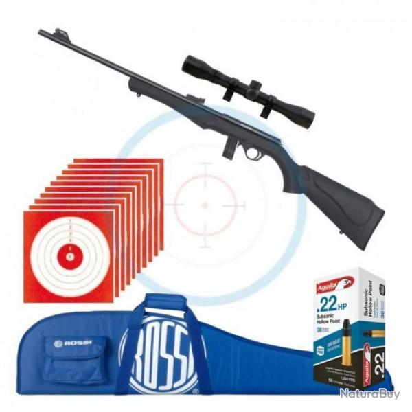 Pack  Carabine 22LR Rossi 8122 Synthtique + Lunette + Fourreau + Cibles - Braderie Automne