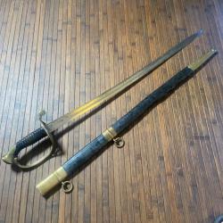 SABRE  1845 D'OFFICIER D'INFANTERIE FOURREAU CUIR