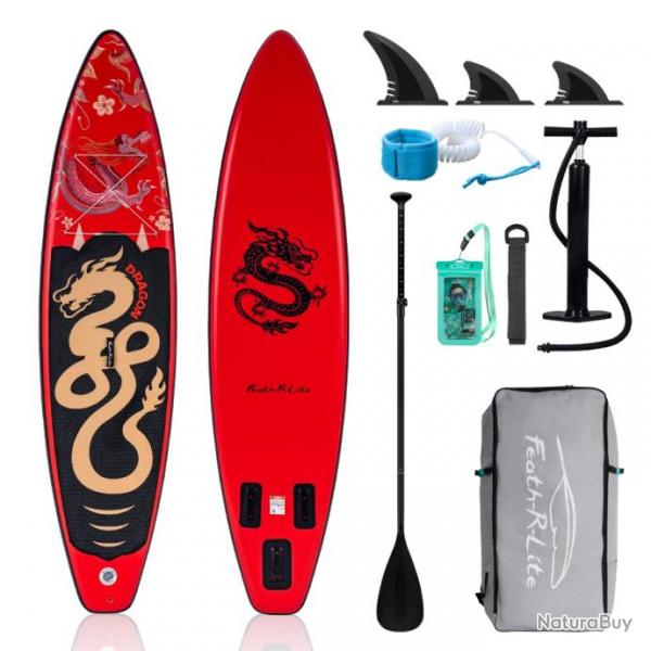 Ensemble Stand Up Paddle Planche  Pagaie Gonflable 335x84x15cm Ultra-Lgre Rouge