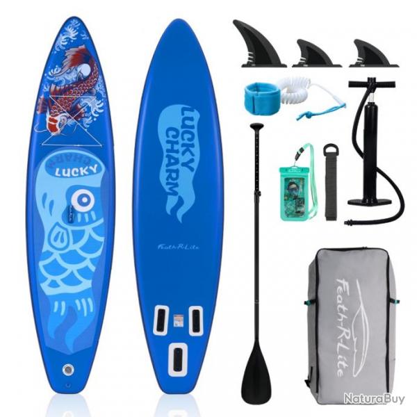 Ensemble Stand Up Paddle Planche  Pagaie Gonflable 335x84x15cm Ultra-Lgre Bleu