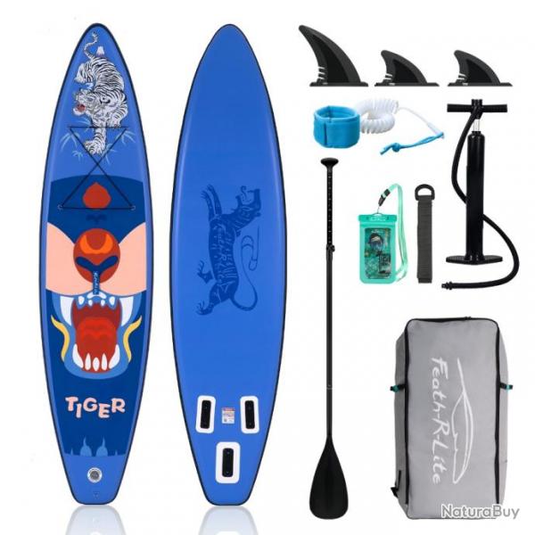 Ensemble Stand Up Paddle Planche  Pagaie Gonflable 335x84x15cm Ultra-Lgre Bleu M