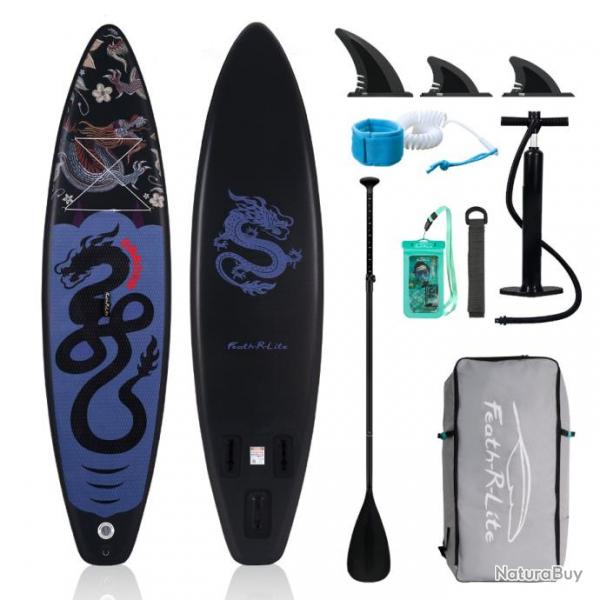 Ensemble Stand Up Paddle Planche  Pagaie Gonflable 335x84x15cm Ultra-Lgre Noir