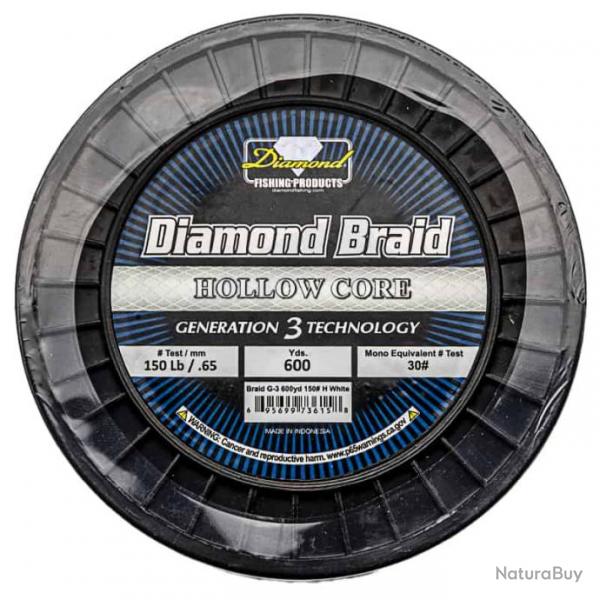 Tresse Diamond Braid Hollow Core Generation 3 150lb Blanc 548 m (600 Yds)