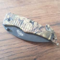 Couteau de sauveteur coupe ceinture brise glace camouflage