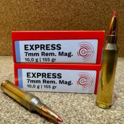 2 BOITES deCARTOUCHES GECO 7 MM REM MAG EXPRESS 10 GR 40 MUNITIONS