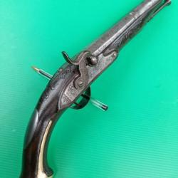 ANCIEN  PISTOLET A SILEX 1ER EMPIRE  TRANSFORME A PERCUSSION  .  COMPLET  MECANIQUEMENT FONCTIONNEL