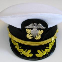 Casquette officier Capitaine / Commandant USN tenue d'été WWII - Taille : L