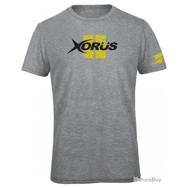 TEE SHIRT XORUS GRIS CLAIR CHINE ET JAUNE