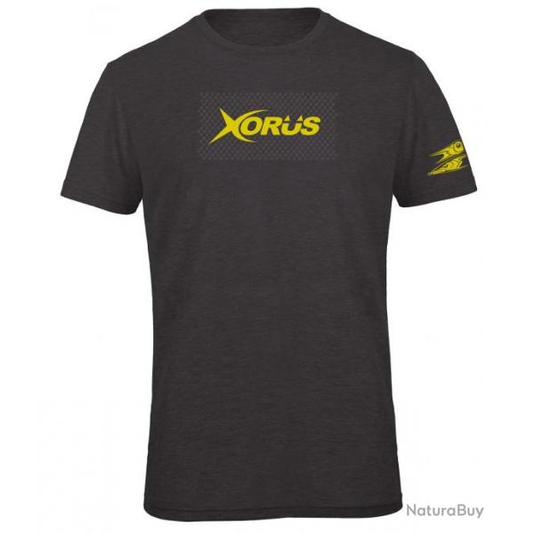 TEE SHIRT XORUS GRIS ANTHRACITE CHINE ET JAUNE