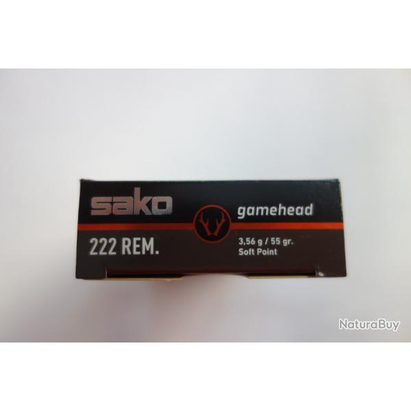 2 BOITES DE 20 BALLES SAKO GAMEHEAD CAL 222REM 55GR