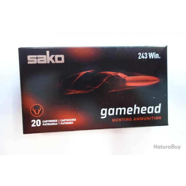 2 BOITES DE 20 BALLES SAKO GAMEHEAD CAL 243 WIN  90GR  5.8G