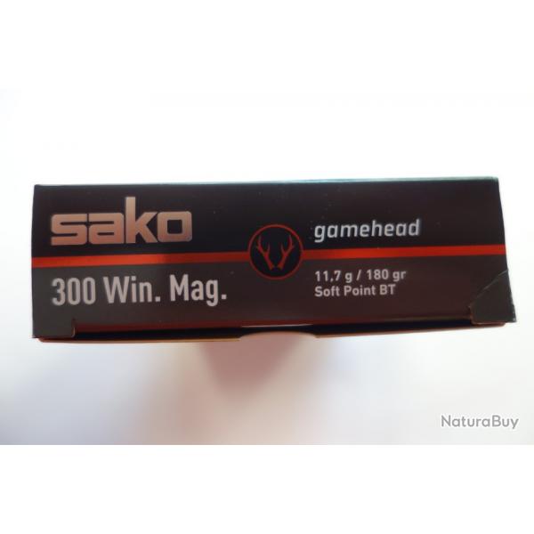 2 BOITES DE 20 BALLES SAKO GAMEHEAD CAL 300  WIN MAG   180GR  11.7G