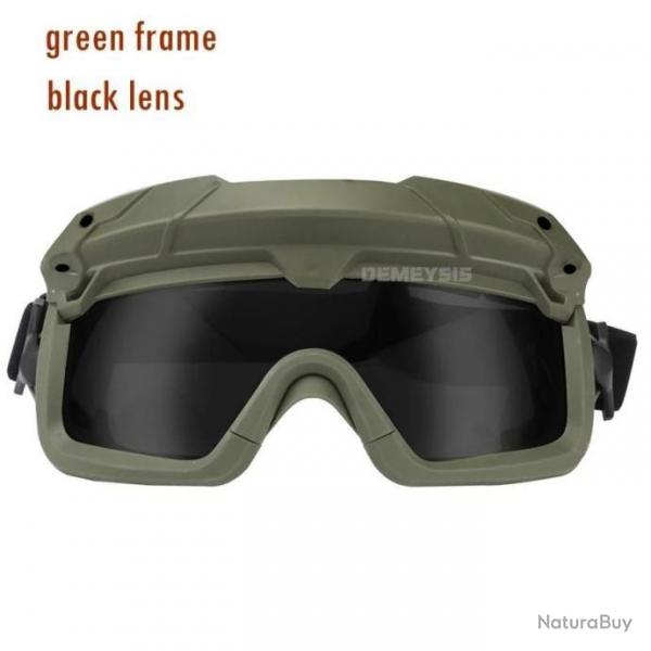 Lunette De Protection Airsoft/Paintball Vert Lentille Noir -