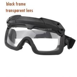 Lunette De Protection Airsoft/Paintball Noir Lentille Transparente -