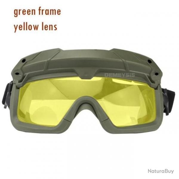 Lunette De Protection Airsoft/Paintball Vert Lentille Jaune -