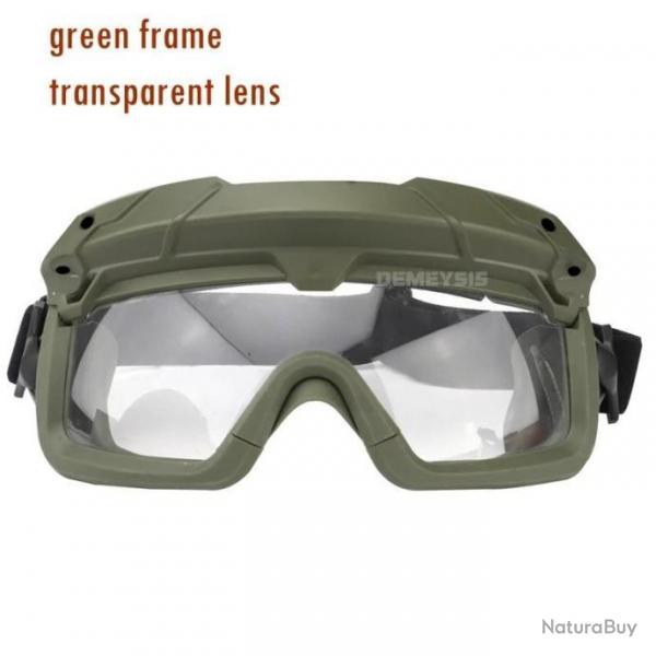 Lunette De Protection Airsoft/Paintball Vert Lentille Transparente -