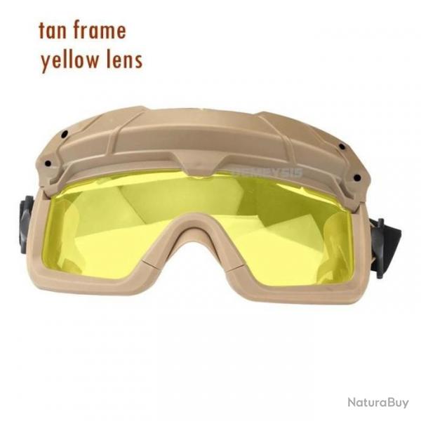 Lunette De Protection Airsoft/Paintball TAN Lentille Jaune -