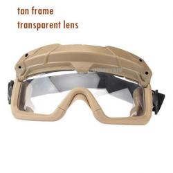 Lunette De Protection Airsoft/Paintball TAN Lentille Transparente -