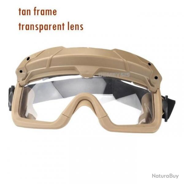 Lunette De Protection Airsoft/Paintball TAN Lentille Transparente -