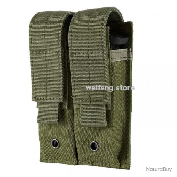 Pochette Double Molle Chargeur/Lampe/Couteau Vert -