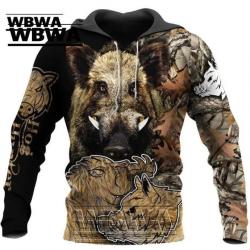 WBWA Sweat Flocage 3D Avec Tête De Sanglier R196 -