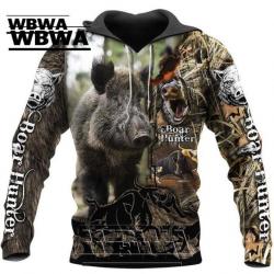 WBWA Sweat Flocage 3D Avec Tête De Sanglier R321 -