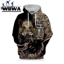 WBWA Sweat Flocage 3D Avec Tête De Sanglier R376 -