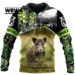 WBWA Sweat Flocage 3D Avec Tête De Sanglier R555 -