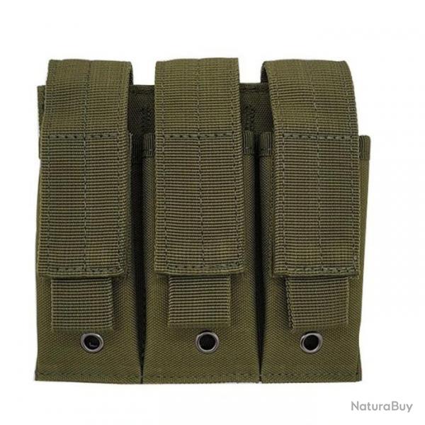 Pochette Triple Molle Chargeur/Lampe/Couteau Vert -