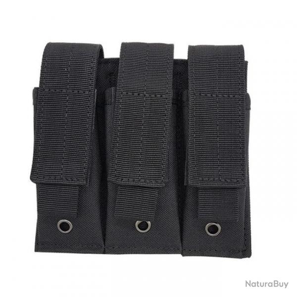 Pochette Triple Molle Chargeur/Lampe/Couteau Noir -