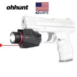 Ohhunt Mini Lampe pour Pistolet 150 Lumens Montage 20MM Laser Rouge-