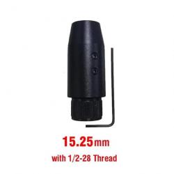 Adaptateur 1/2"-28 UNEF pour canon non fileté - Diamètre 15,25 mm
