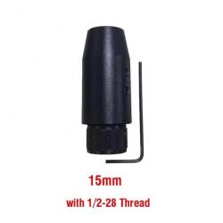 Adaptateur 1/2"-28 UNEF pour canon non fileté - Diamètre 15 mm