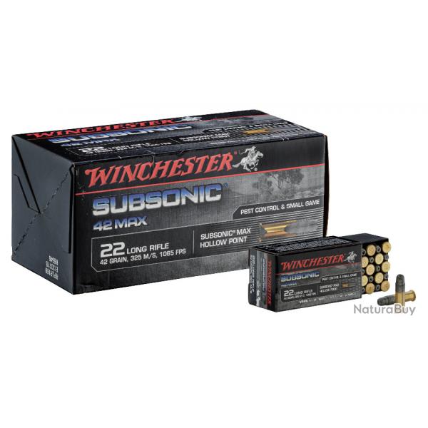 1 boite de 50 Munitions WINCHESTER Subsonic cal. 22 LR 42 grains