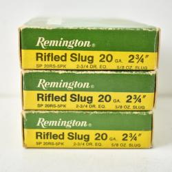 3 boites  de balles Remington Slug calibre 20