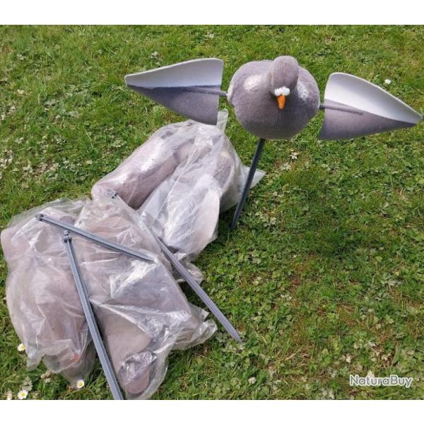 Lot de 4 pigeons  floqus  ailes tournantes Rf. 01