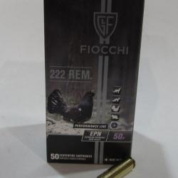 boite 50 Cartouches Fiocchi , cal 222 Remington, ogives 50grs EPN pointe plastique