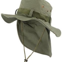 Chapeau Bob Safari Vert Kaki Lien Serrage et Protege Nuque Taille unique Vert