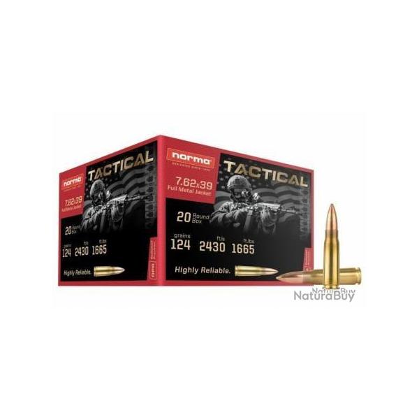 CARTOUCHES NORMA CAL 7.62X39 124GR FMJ X20