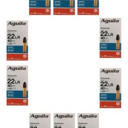 Lot de 10 Boîtes de 50 cartouches Aguila Subsonic SP 40gr - Cal 22LR