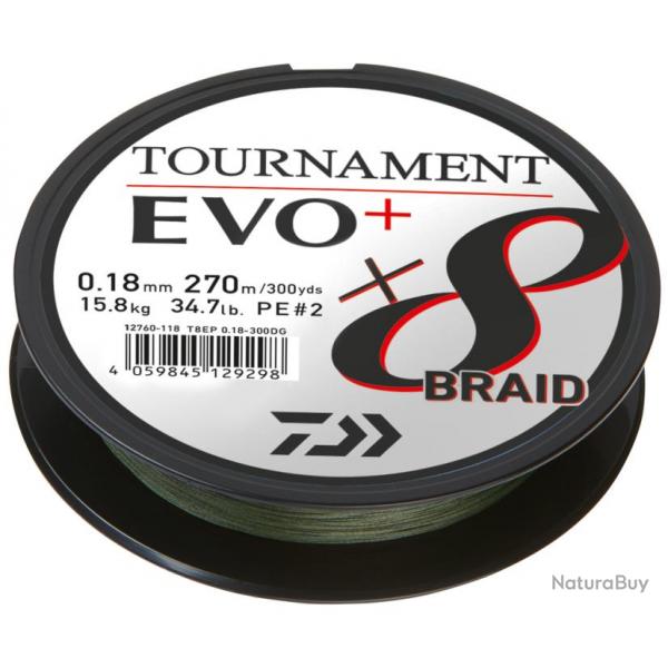 Tresse Daiwa Tournament Evo+ 8brins 135M - Dark Green 10/100-6,7KG