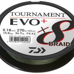 Tresse Daiwa Tournament Evo+ 8brins 270M - Dark Green 26/100-19,8KG