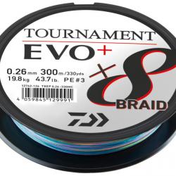 Tresse Daiwa Tournament Evo+ 8brins 300m - Multicolor 16/100-12,2KG